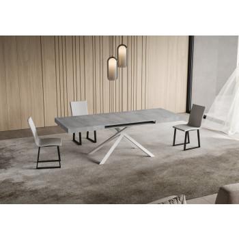 Niket tafel met witte poten D.90 - Uitschuifbare tafel 90x120/224 cm Niket wit essenhout met witte poten