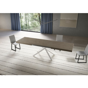 Niket tafel met witte poten D.90 - Uitschuifbare tafel 90x200/304 cm Niket wit essenhout met witte poten