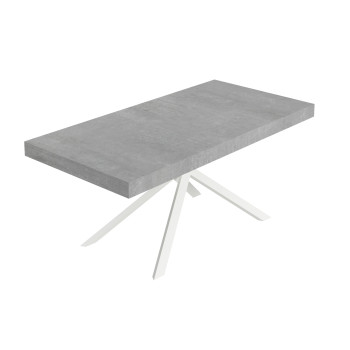 Niket tafel met witte poten D.90 - Uitschuifbare tafel 90x200/304 cm Niket wit essenhout met witte poten