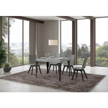 Paxon tafel met antracietkleurige poten D.80 - Uitschuifbare tafel 120/204x80 cm Paxon wit essenhout met antracietkleurige poten