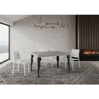Paxon tafel met antracietkleurige poten D.90 - Uitschuifbare tafel 120/224x90 cm Paxon wit essenhout met antracietkleurige poten