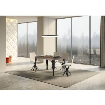 Paxon Premium tafel met antracietkleurige poten D.90 - Uitschuifbare tafel 120/224x90 cm Paxon Premium wit essenhout met antracietkleurige poten