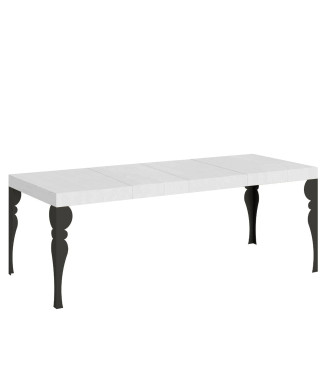 Paxon Premium tafel met antracietkleurige poten D.90 - Uitschuifbare tafel 200/460x90 cm Paxon Premium wit essenhout met antracietkleurige poten