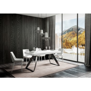 Proxy Antraciet Tafel - Uitschuifbare Tafel 90x180/440 cm Proxy Wit Essen Antraciet Frame