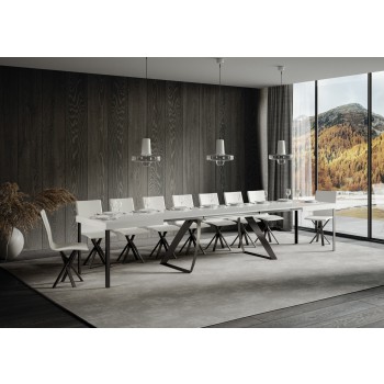 Proxy Antraciet Tafel - Uitschuifbare Tafel 90x180/440 cm Proxy Wit Essen Antraciet Frame