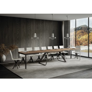 Proxy Evolution Antraciet Tafel - Uitschuifbare tafel 90x160/420 cm Proxy Evolution Wit Essen Antraciet frame
