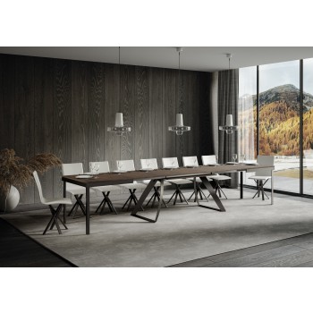 Proxy Evolution Antraciet Tafel - Uitschuifbare tafel 90x180/440 cm Proxy Evolution Wit Essen Antraciet frame