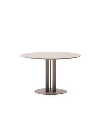 Ronde Sedalis buitentafel van staal met duifgrijs aluminium blad, Ø120 cm