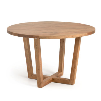 Ronde tafel Nahla van massief acaciahout met een natuurlijke afwerking, Ø 120 cm.