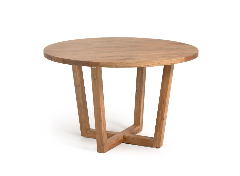 Ronde tafel Nahla van massief acaciahout met een natuurlijke afwerking, Ø 120 cm.