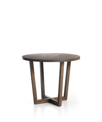 Nahla ronde tafel van massief mangohout met walnootafwerking Ø 90 cm