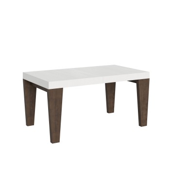 Spimbo Mix tafel - Uitschuifbare tafel 90x160/420 cm Spimbo Mix met blad van wit essenhout en poten van walnoothout