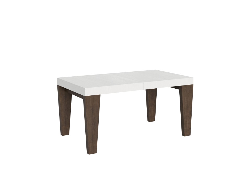 Spimbo Mix tafel - Uitschuifbare tafel 90x160/420 cm Spimbo Mix met blad van wit essenhout en poten van walnoothout