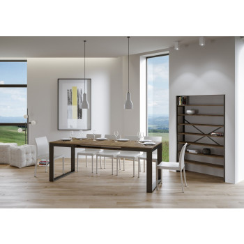 Tecno Evolution Tafel P.90 - Uitschuifbare tafel 160/264x90 cm. Tecno Evolution frame van wit essenhout en antracietkleurige poten.