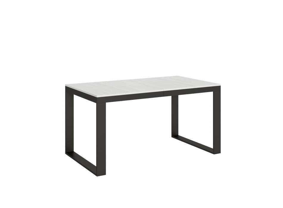 Tecno Evolution Tafel P.90 - Uitschuifbare tafel 160/264x90 cm. Tecno Evolution frame van wit essenhout en antracietkleurige poten.