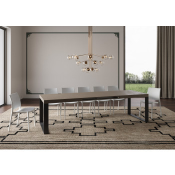 Tecno Tafel P.90 - Uitschuifbare tafel 180/284x90 cm Tecno wit essenhout met antracietkleurige poten