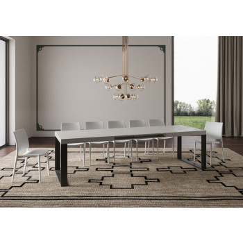Tecno Tafel P.90 - Uitschuifbare tafel 180/440x90 cm Tecno wit essenhout met antracietkleurige poten
