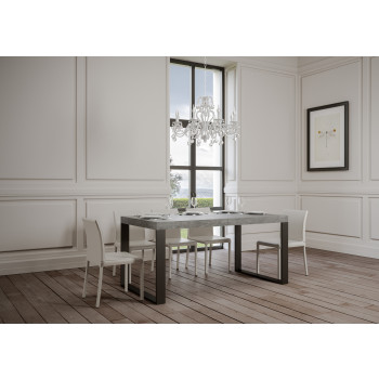 Tecno Premium Tafel D.90 - Uitschuifbare tafel 180/440x90 cm Tecno Premium wit essenhout met antracietkleurige poten