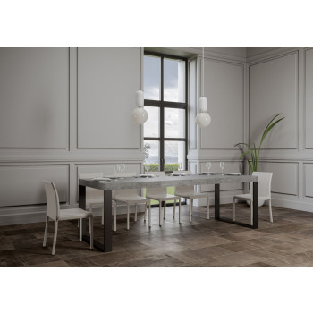 Tecno Premium Tafel D.90 - Uitschuifbare tafel 180/440x90 cm Tecno Premium wit essenhout met antracietkleurige poten