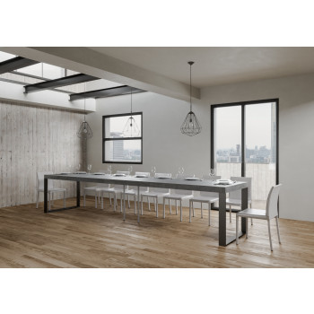 Tecno Premium Tafel D.90 - Uitschuifbare tafel 180/440x90 cm Tecno Premium wit essenhout met antracietkleurige poten