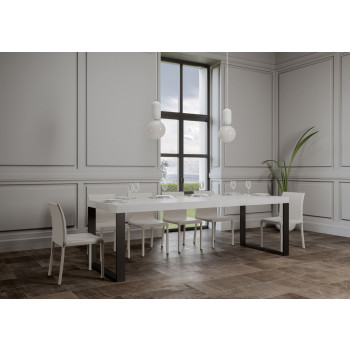 Tecno Premium Tafel D.90 - Uitschuifbare tafel 180/440x90 cm Tecno Premium wit essenhout met antracietkleurige poten