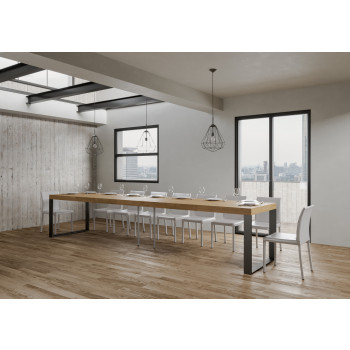 Tecno Premium Tafel D.90 - Uitschuifbare tafel 180/440x90 cm Tecno Premium wit essenhout met antracietkleurige poten