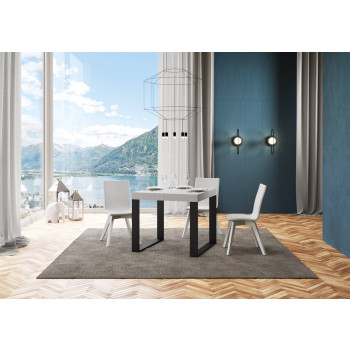 Tecno Premium Tafel P.90 - Uitschuifbare tafel 90/246x90 cm Tecno Premium wit essenhout met antracietkleurige poten