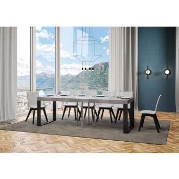 Tecno Premium Tafel P.90 - Uitschuifbare tafel 90/246x90 cm Tecno Premium wit essenhout met antracietkleurige poten