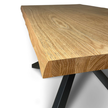 Versalux massief houten tafelpoten met schorsafwerking 4/A - Uitschuifbare tafel 90x140/190 cm Versalux eikenhouten poten met schorsafwerking 4/A