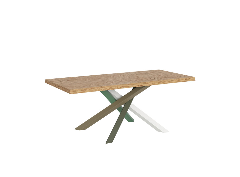 Versalux massief houten tafelpoten met schorsafwerking 4/A - Vaste tafel 90x180 cm Versalux eikenhouten poten met schorsafwerking 4/A
