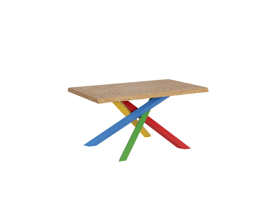 Versalux massief houten tafelpoten met schorsafwerking 4/B - Uitschuifbare tafel 90x140/240 cm Versalux eikenhouten poten met schorsafwerking 4/B