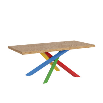 Versalux massief houten tafelpoten met bastafwerking 4/B - Vaste tafel 90x200 cm Versalux eikenhouten poten met bastafwerking 4/B
