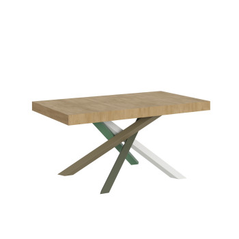 Volantis Color 4/A Tafel P.90 - Uitschuifbare tafel 160/264x90 cm Volantis wit essenhout meerkleurige poten 4/A