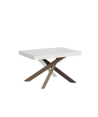 Volantis Color 4/C Tafel P.90 - Uitschuifbare tafel 140/244x90 cm Volantis wit essenhout meerkleurige poten 4/C