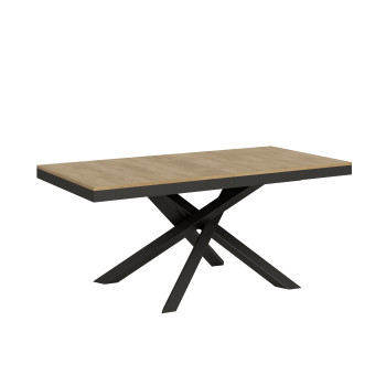 Volantis Evolution tafel met antracietkleurige poten en frame D.90 - Uitschuifbare tafel 180/440x90 cm Volantis Evolution wit essenhout met antracietkleurig frame en poten