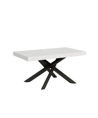 Volantis tafel met antracietkleurige poten D.90 - Uitschuifbare tafel 160/264x90 cm Volantis wit essenhout met antracietkleurige poten