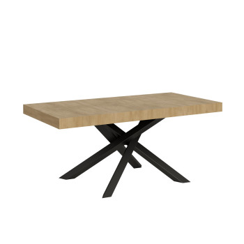 Volantis tafel met antracietkleurige poten D.90 - Uitschuifbare tafel 200/304x90 cm Volantis wit essenhout met antracietkleurige poten
