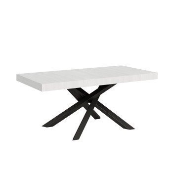 Volantis tafel met antracietkleurige poten D.90 - Uitschuifbare tafel 200/304x90 cm Volantis wit essenhout met antracietkleurige poten