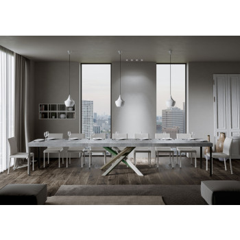 Volantis Premium Color 4/A tafel P.90 - Uitschuifbare tafel 120/224x90 cm Volantis Premium wit essenhouten tafel met veelkleurige poten 4/A