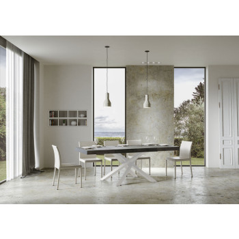 Volantis Premium tafel met witte poten D.90 - Uitschuifbare tafel 140/244x90 cm Volantis Premium wit essenhout met witte poten