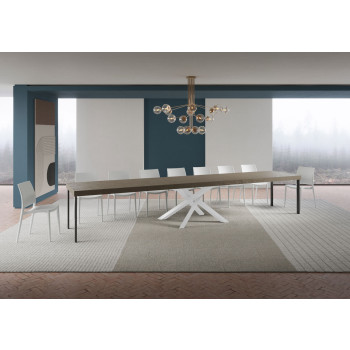 Volantis Premium tafel met witte poten D.90 - Uitschuifbare tafel 200/460x90 cm Volantis Premium wit essenhout met witte poten