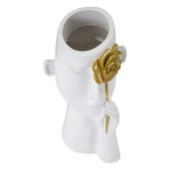 VAAS IN DE VORM VAN EEN GEZICHT MET BLOEM