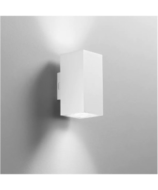KWADRATOWA BIAŁA LAMPA ŚCIENNA LED Z PODWÓJNĄ EMISJĄ, SŁUPOWA, 2X8W, 1960LM, CCT, IP65, 7,8X9,9X16CM
