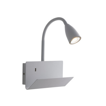 BIAŁA ELASTYCZNA LAMPA ŚCIENNA GULP Z USB 2A 1XGU10 23X27X49CM
