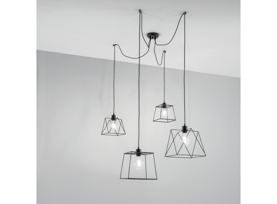 BROOKLYN POLYGONALNA LAMPA WISZĄCA CZARNY 4XE27 250CM