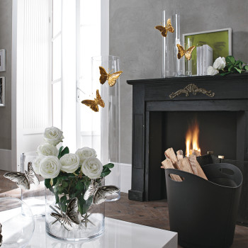 Przezroczysty szklany wazon Ceramiczny motyl