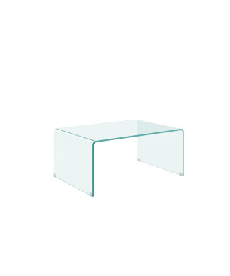  Mesa de centro Galaxy com tampo de vidro curvo, 80x45x35 cm