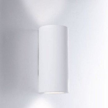 Luminária de parede tubular branca estilo banjie com 2 lâmpadas GU10, 7,5 x 7,5 x 16 cm.