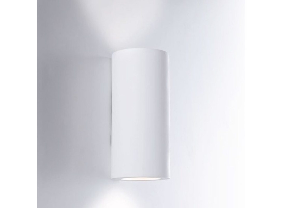Luminária de parede tubular branca estilo banjie com 2 lâmpadas GU10, 7,5 x 7,5 x 16 cm.