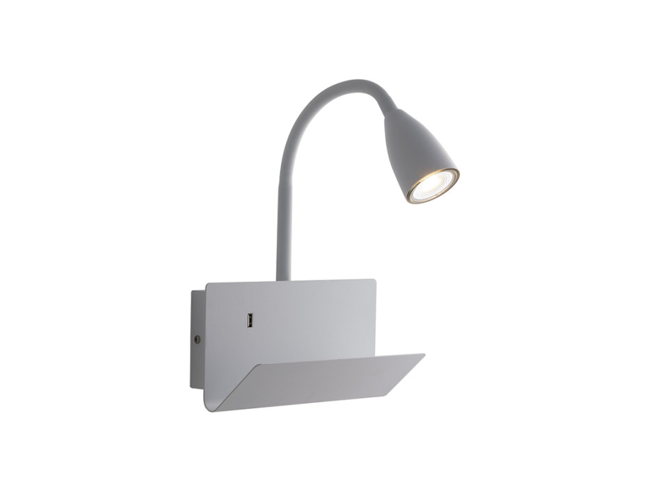 Luminária de parede flexível branca GULP com USB 2A 1XGU10 23x27x49cm